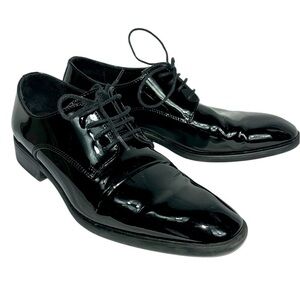 Nordstrom Dax Plain Toe Derby lace up patent leather shoe MEN Sz 8.5